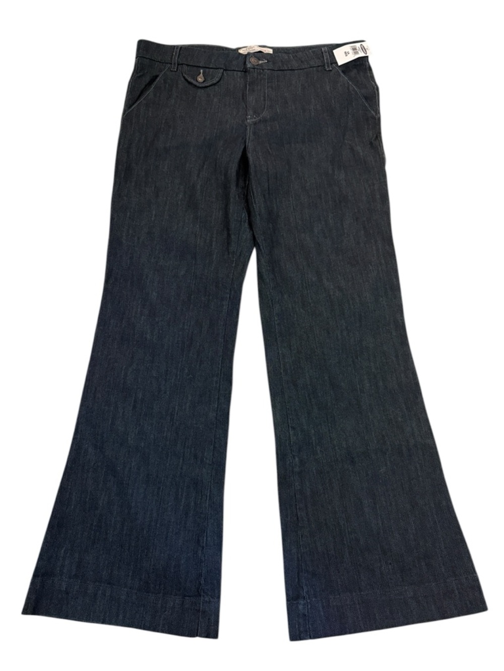 NWT Old Navy Wide Leg Flare Trouser Jeans 14R Dark Wash Hi-Rise Cotton Stretch